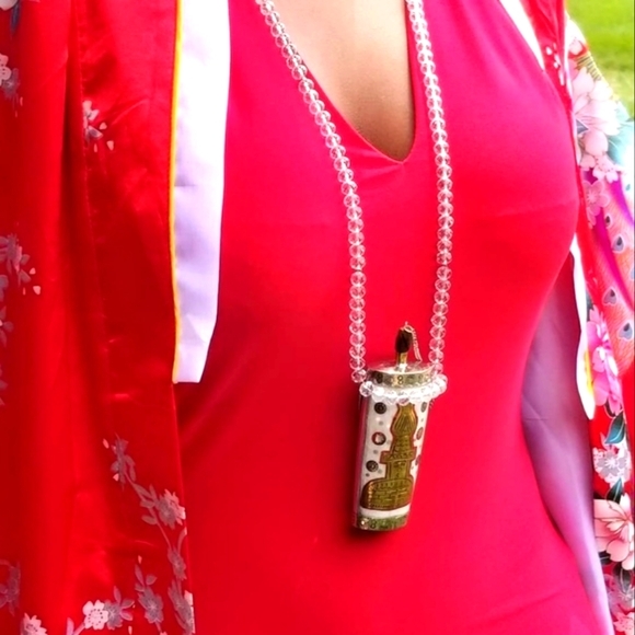 ✨️Vintage Snuff box w/ Faceted Crystals Necklace -One Of A Kind✨️ - Picture 7 of 17